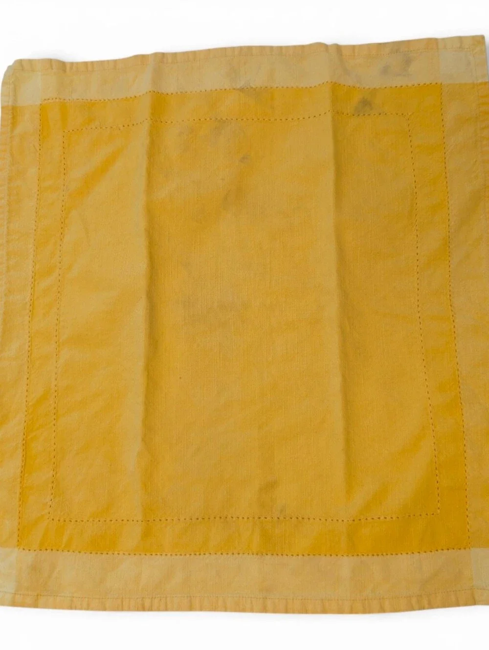 VINTAGE Embroidered Linen Tea Towels Cream Yellow Aqua 3-Set Lot